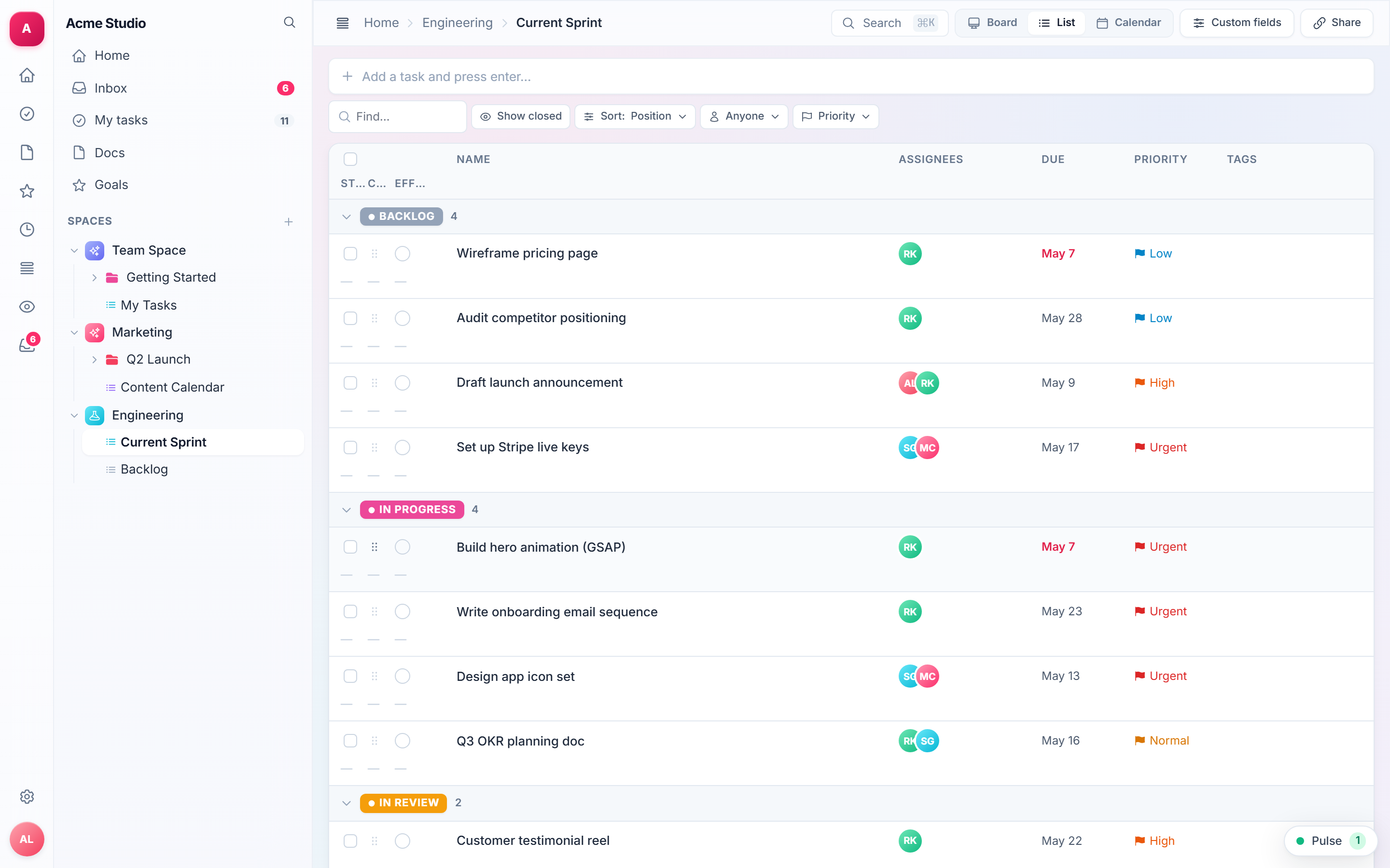 List view
