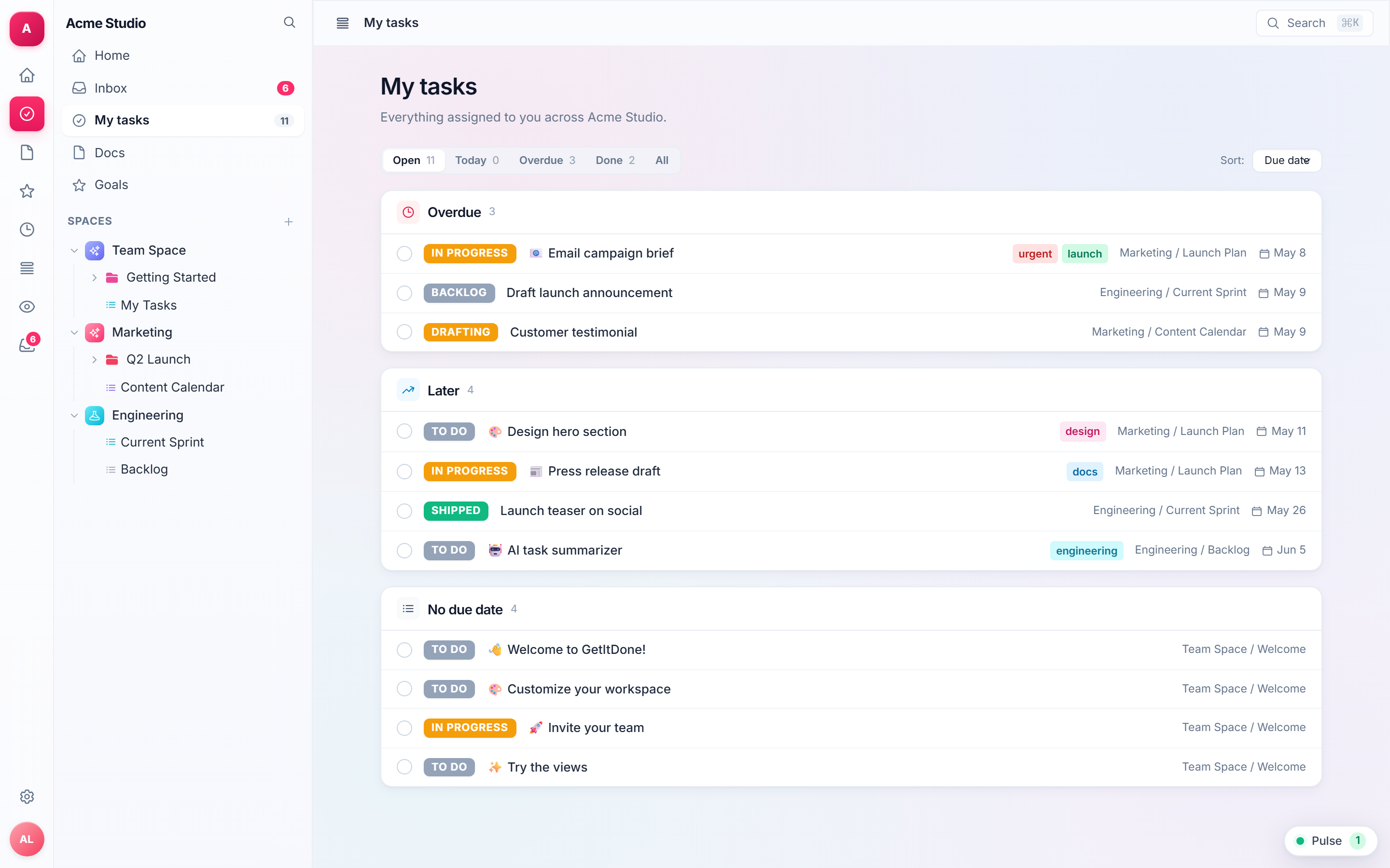 My tasks
